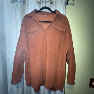 Rust Brown Corduroy Long-Sleeve Shirt